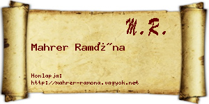 Mahrer Ramóna névjegykártya